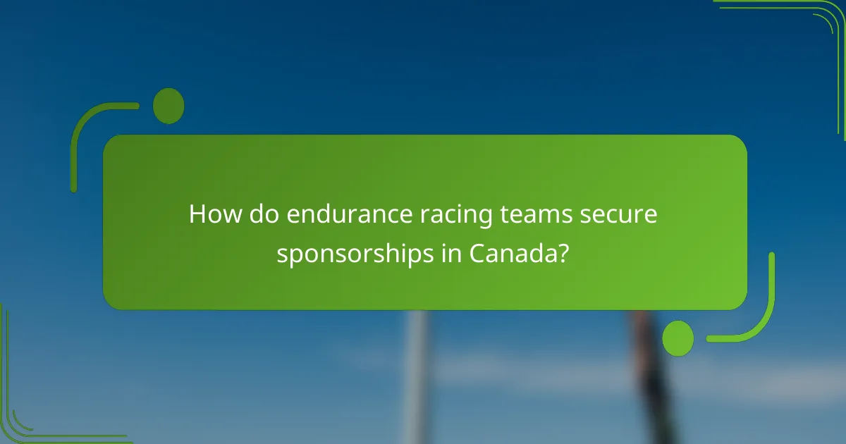 How do endurance racing teams secure sponsorships in Canada?