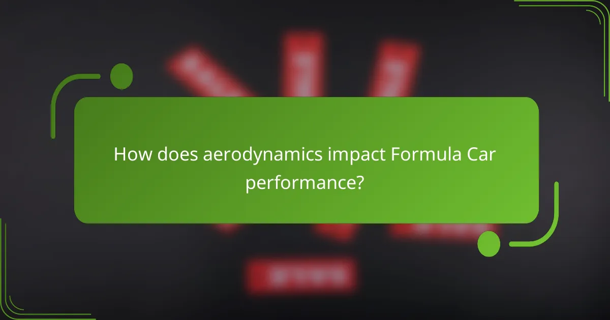 How does aerodynamics impact Formula Car performance?
