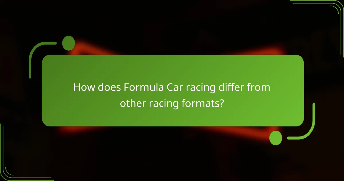 How does Formula Car racing differ from other racing formats?