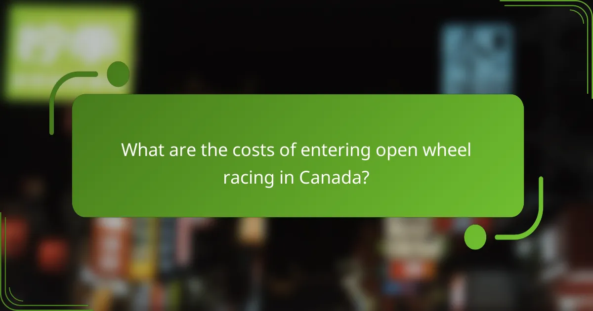 What are the costs of entering open wheel racing in Canada?